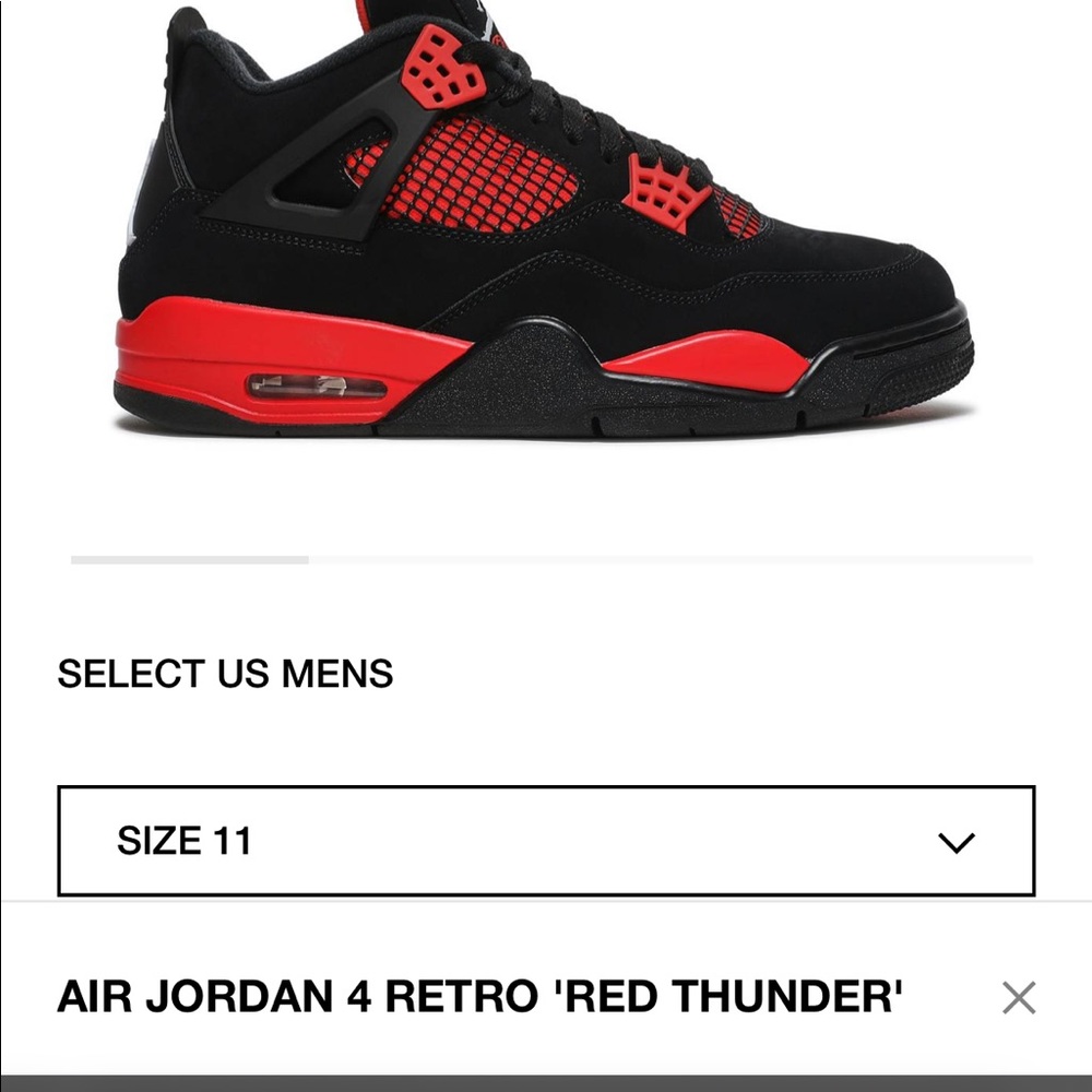 Air Jordan 4 retro red thunder 2022 men’s 11